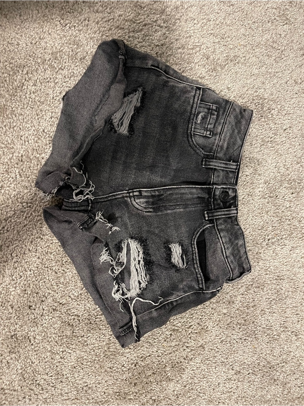 PacSun Washed Black Distressed Denim Shorts